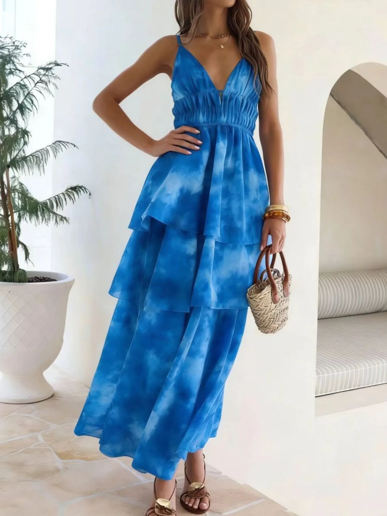 Tie-Dye Ruffled Layered Maxi Dress sold by Charming Charlie product image thumbnail 2