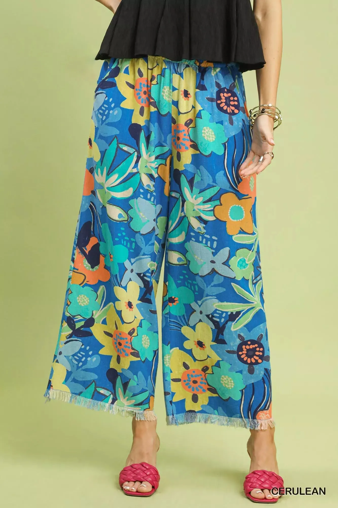 Umgee Floral Print Wide Leg Pants sold by Charming Charlie
