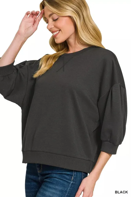 Zenana Scuba Dolman Sleeve Sweatshirt sold by Charming Charlie