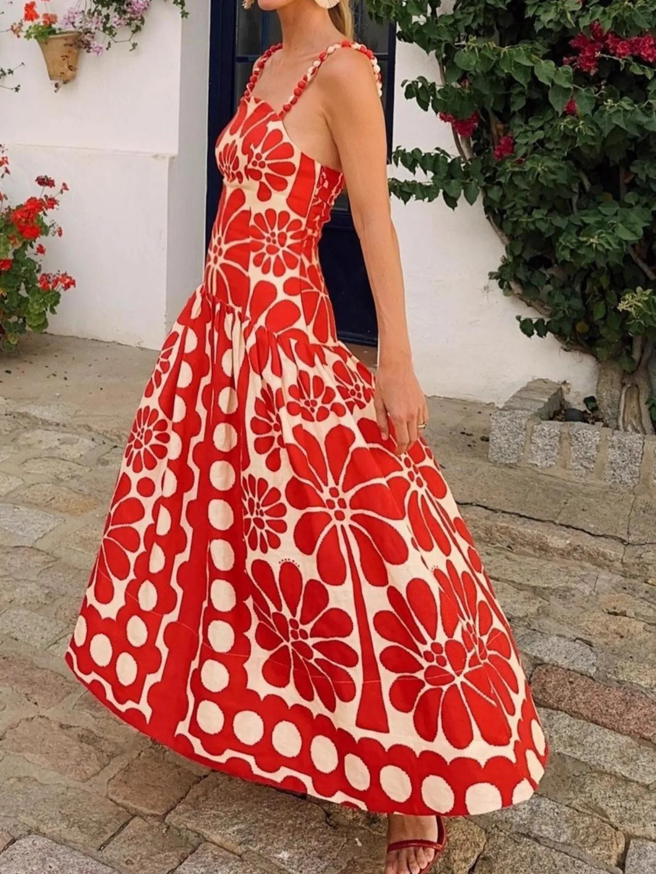 Printed A-Line Midi Cami Dress sold by Charming Charlie