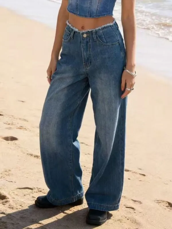 Frayed Hem Wide Leg Jeans sold by Charming Charlie