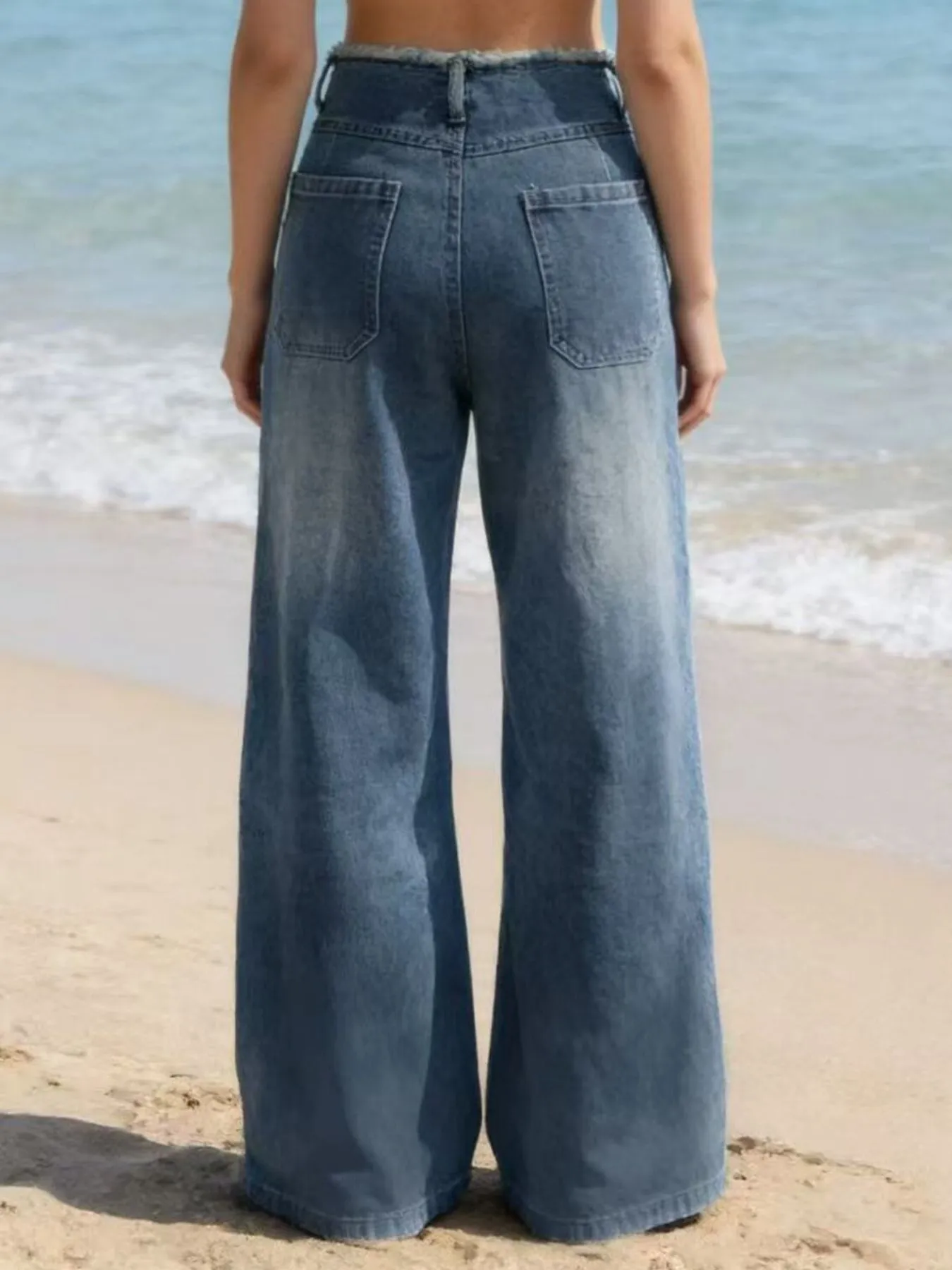 Frayed Hem Wide Leg Jeans sold by Charming Charlie product image thumbnail 5