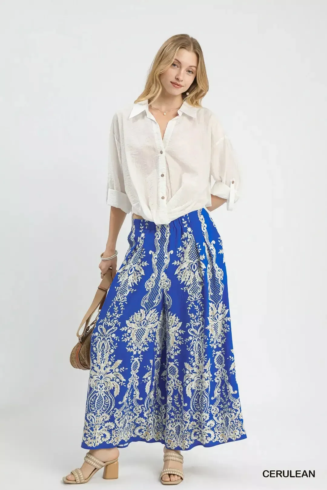 Umgee Border Print Wide Leg Pants sold by Charming Charlie product image thumbnail 5