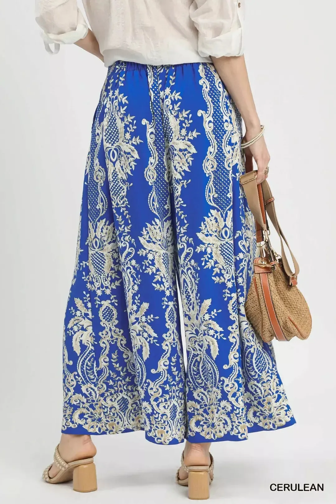 Umgee Border Print Wide Leg Pants sold by Charming Charlie product image thumbnail 3