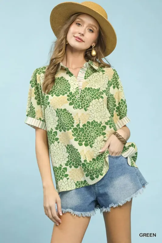 Floral Collared Short Sleeve Blouse sold by Charming Charlie