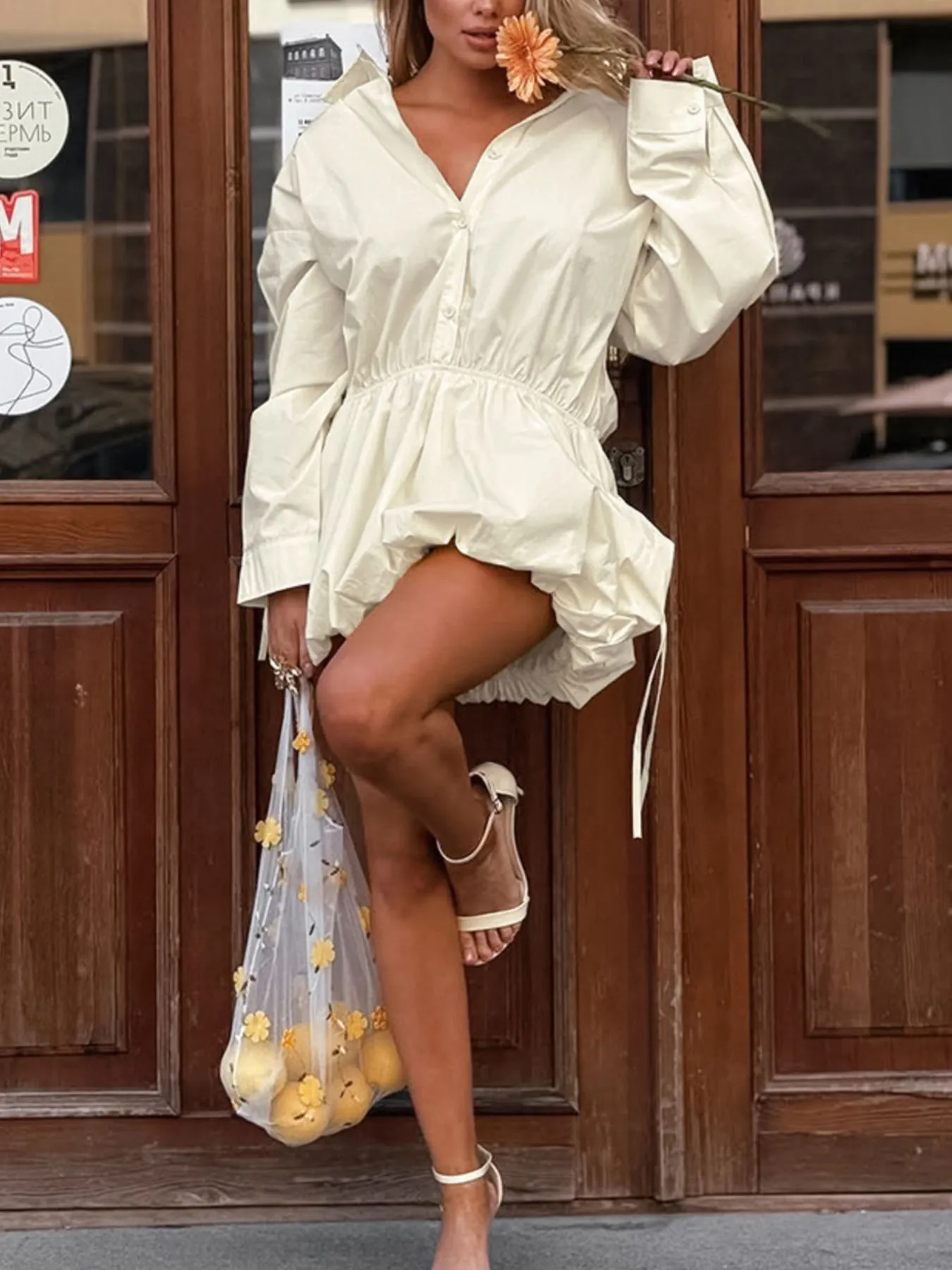 Button Front Bubble Hem Dress sold by Charming Charlie product image thumbnail 3