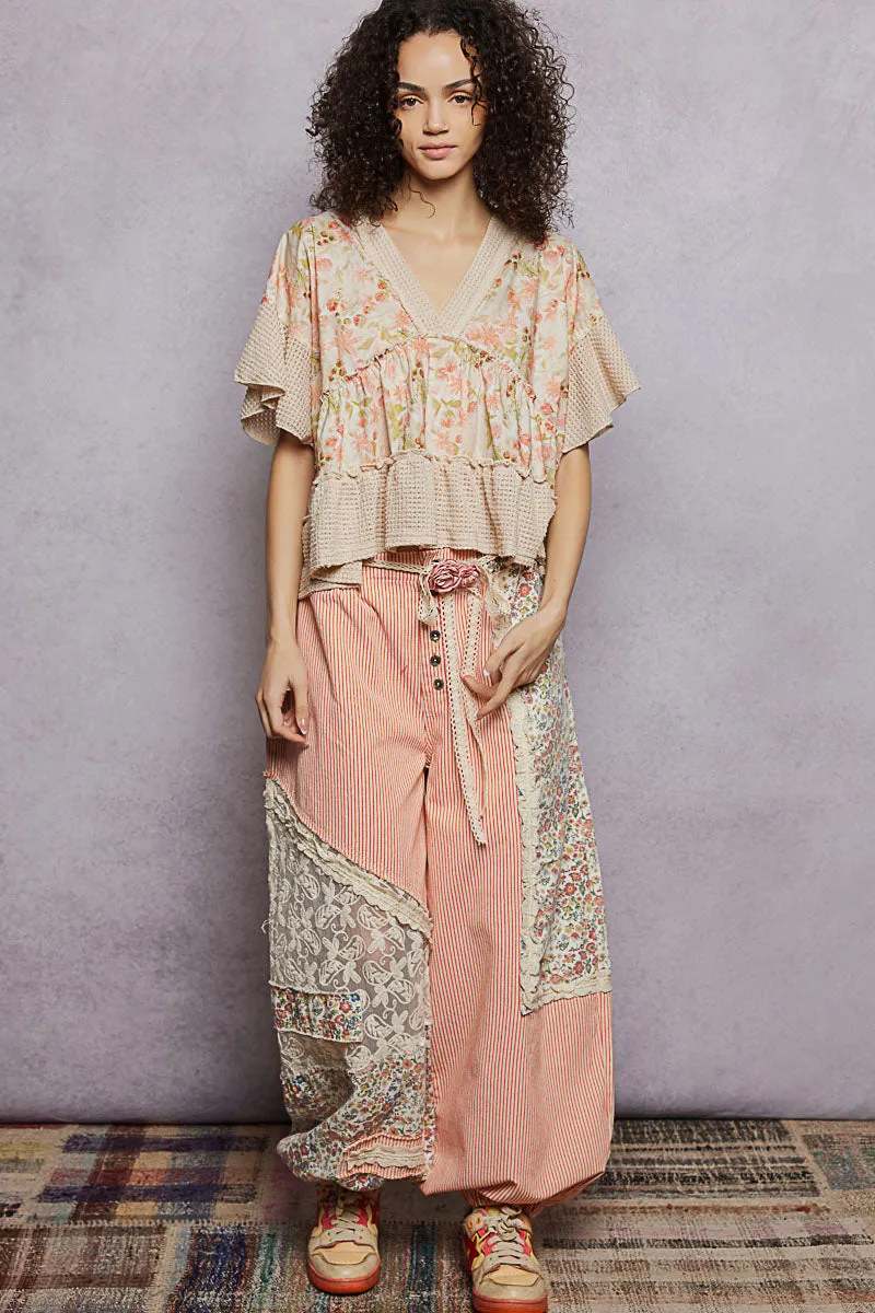 POL Floral Print V-Neck Woven Blouse with Gentle Gathers sold by Charming Charlie product image thumbnail 5