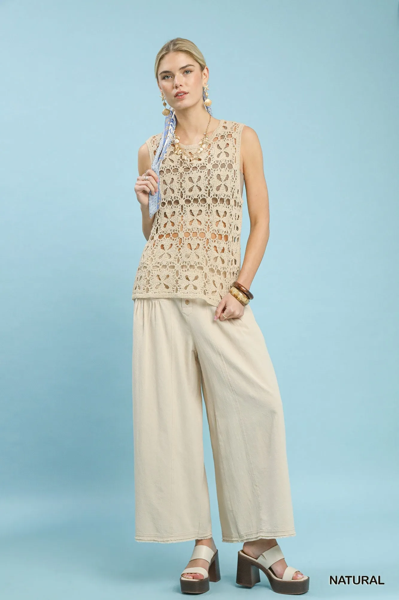 Umgee Crochet Flower Motif Sleeveless Tank Top sold by Charming Charlie product image thumbnail 4