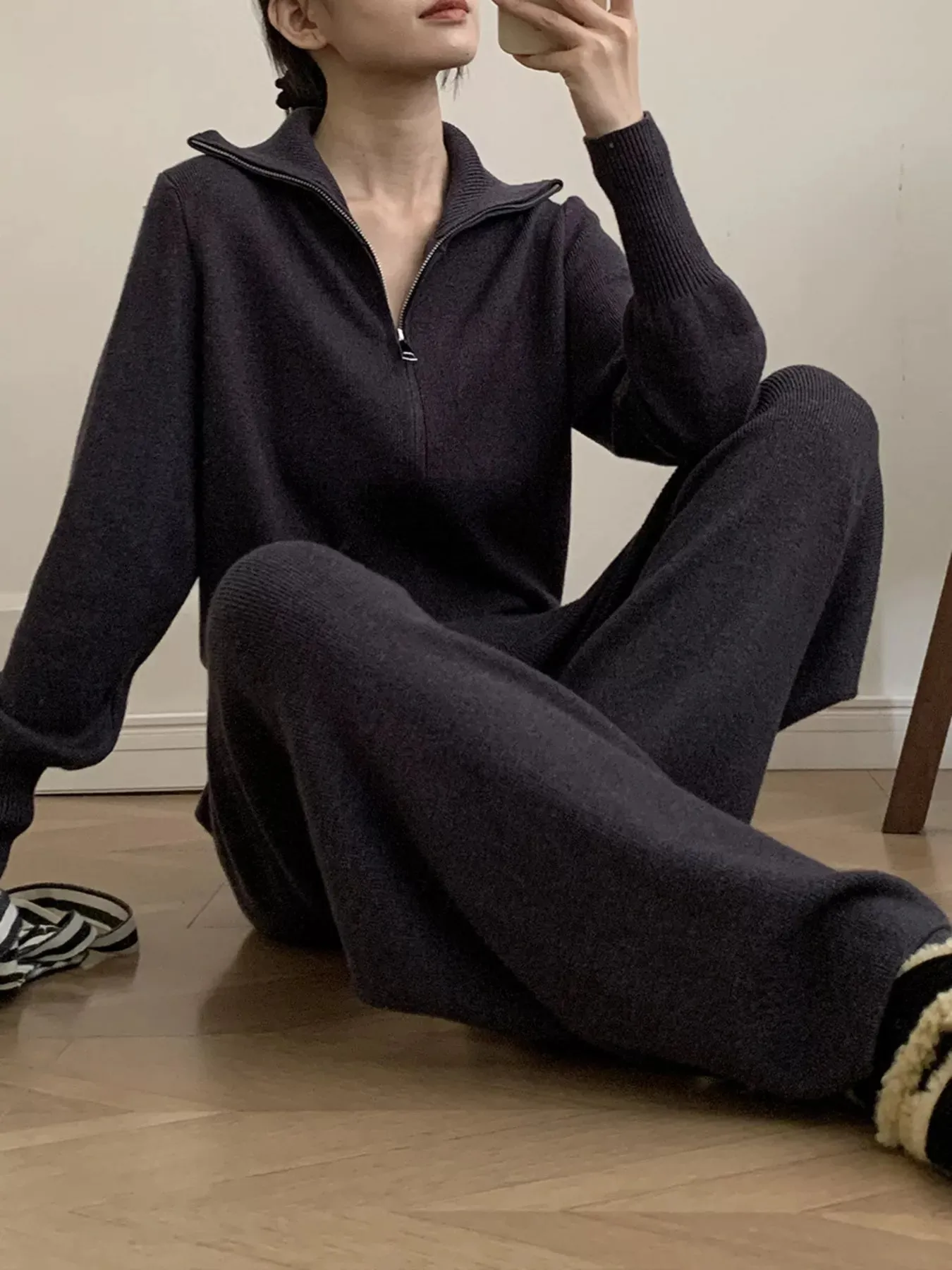 Zip Up Outerwear and Wide Leg Pants Set sold by Charming Charlie product image thumbnail 2