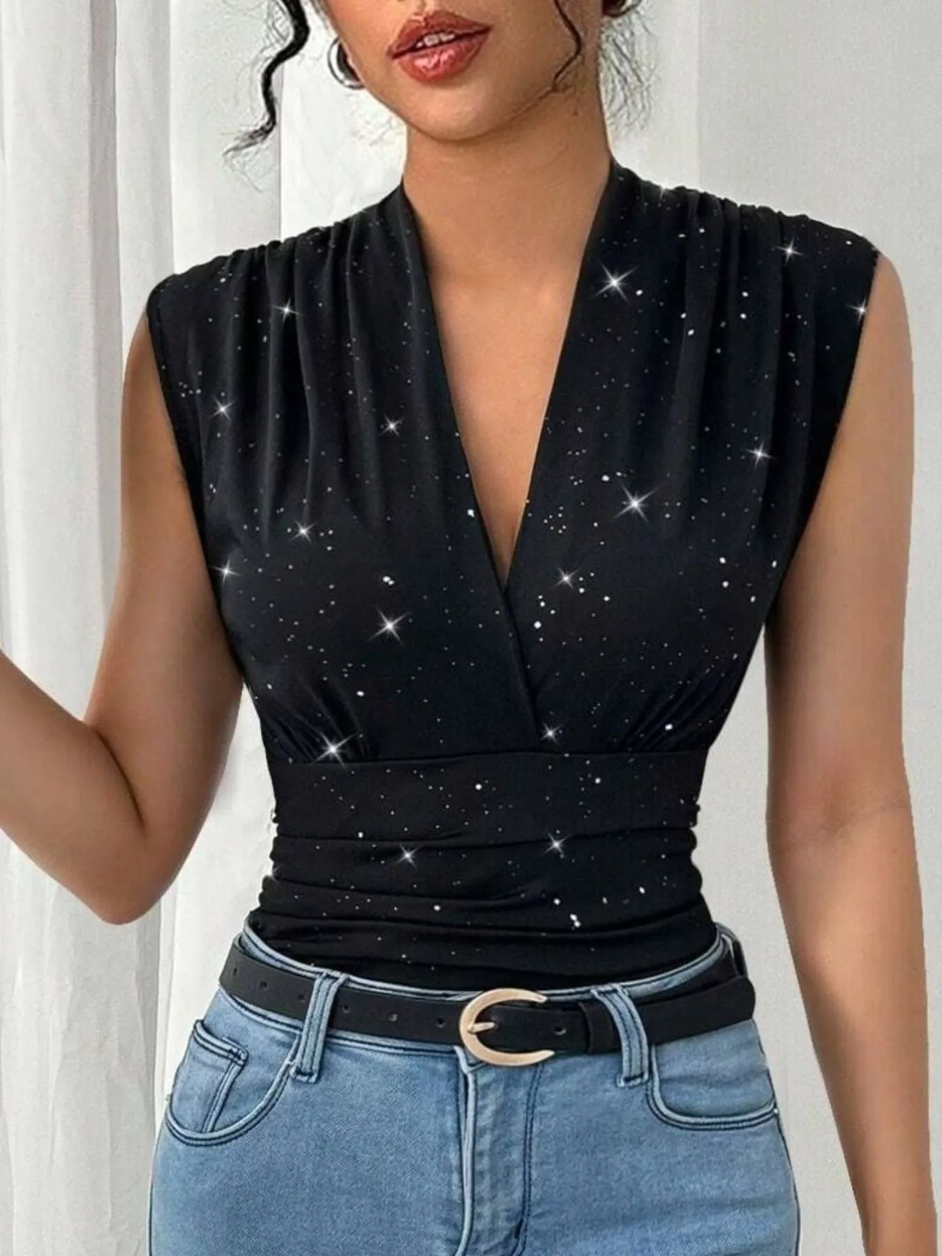 Glitter Surplice Tank sold by Charming Charlie product image thumbnail 4