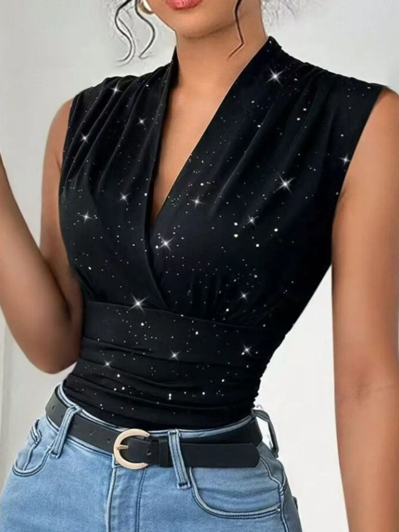 Glitter Surplice Tank sold by Charming Charlie product image thumbnail 2