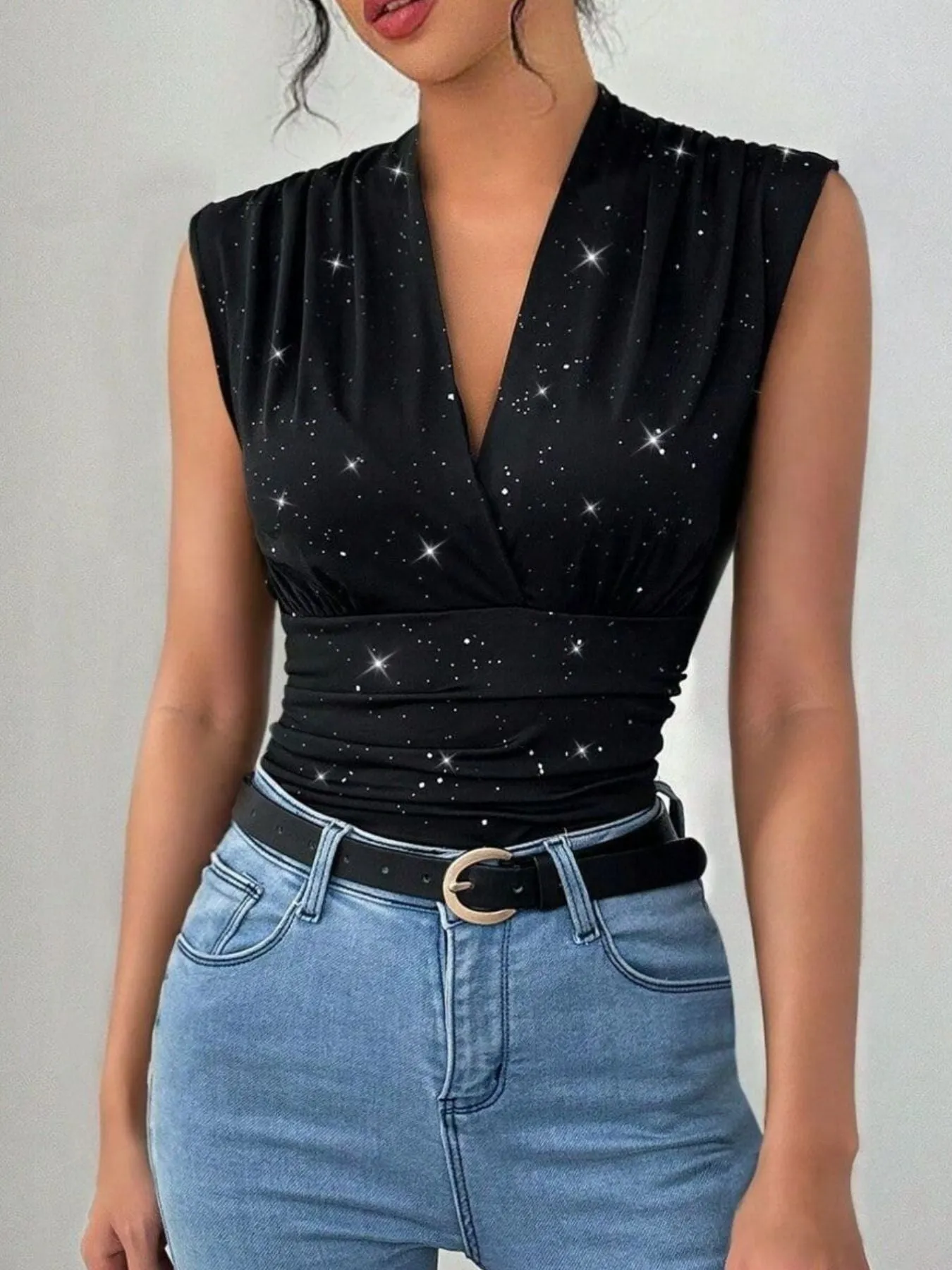 Glitter Surplice Tank sold by Charming Charlie product image thumbnail 3