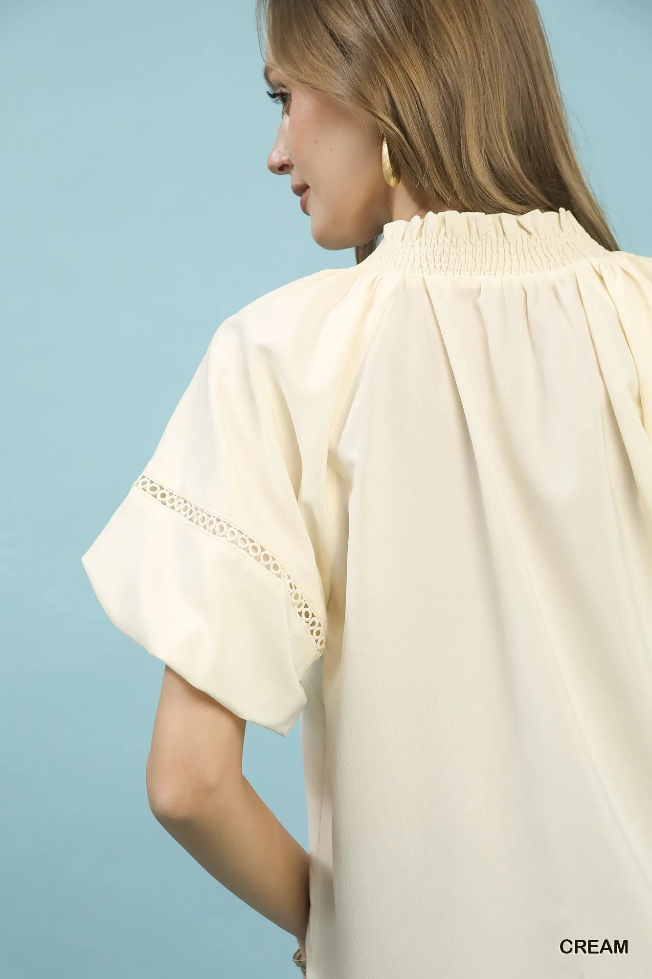 Umgee Lace Trim Peasant Top sold by Charming Charlie product image thumbnail 4