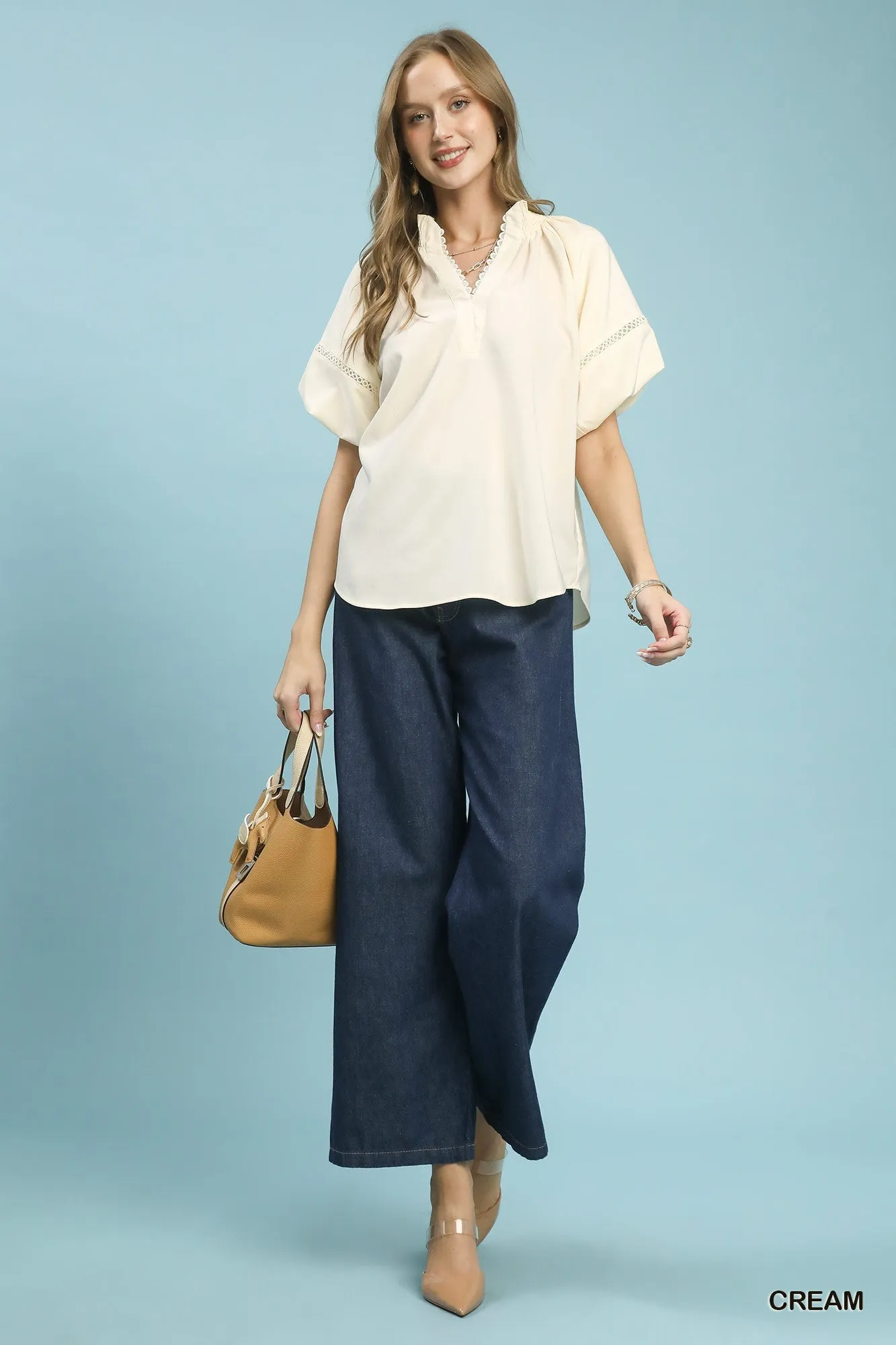 Umgee Lace Trim Peasant Top sold by Charming Charlie product image thumbnail 2