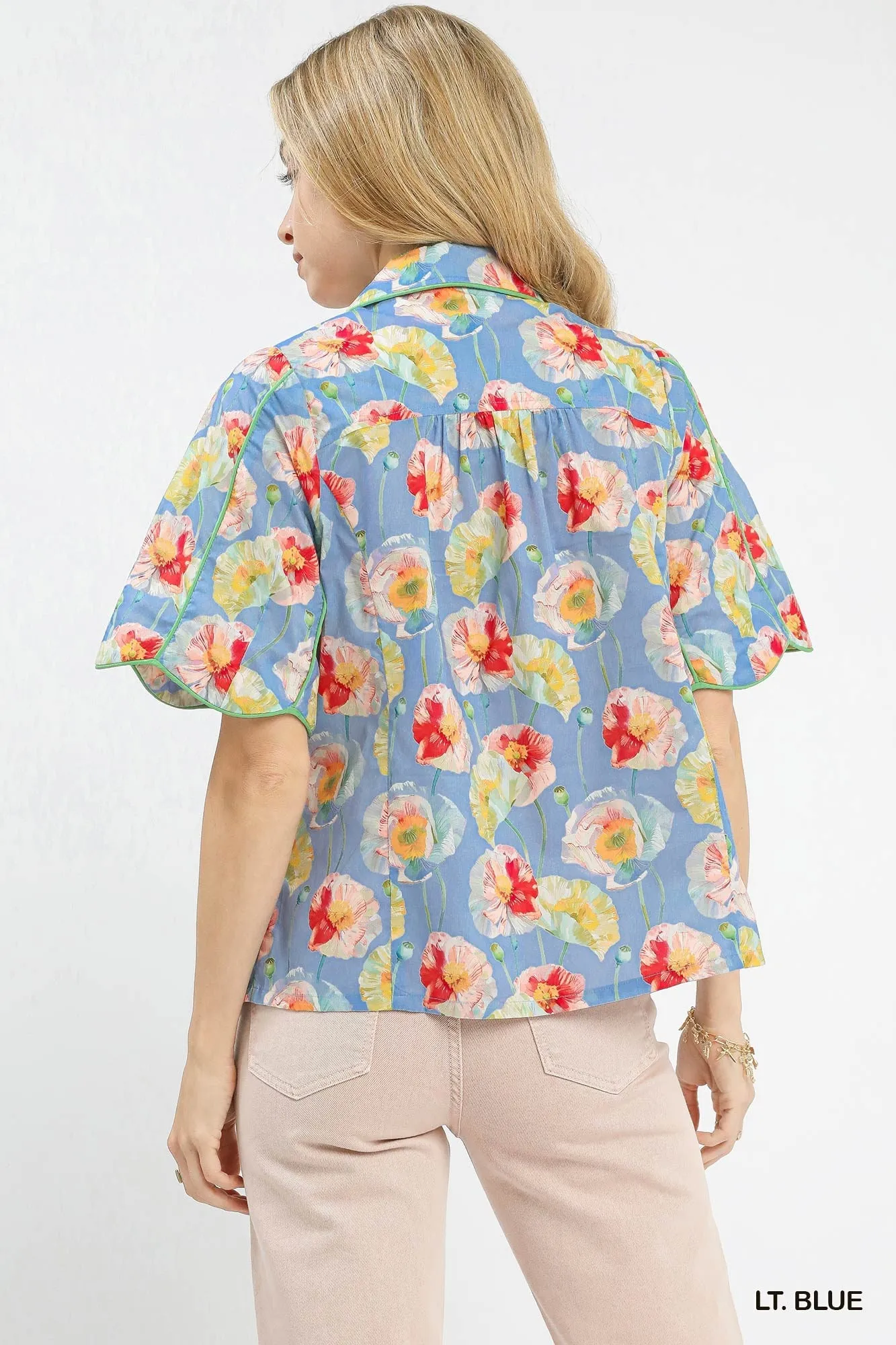 Umgee Floral Print Button-Down Blouse with Flutter Sleeves sold by Charming Charlie product image thumbnail 3