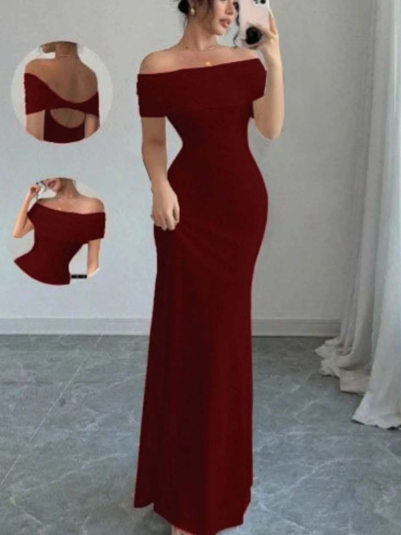 Off-Shoulder Bodycon Maxi Dress sold by Charming Charlie product image thumbnail 5