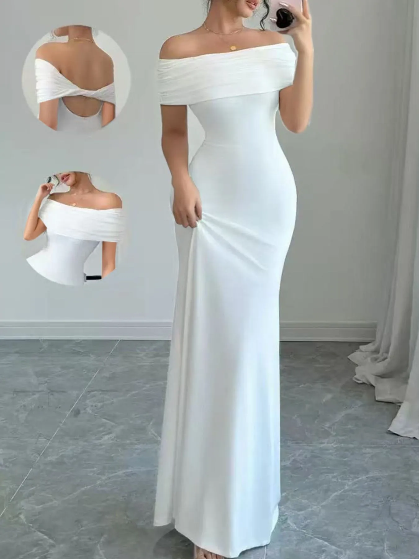 Off-Shoulder Bodycon Maxi Dress sold by Charming Charlie product image thumbnail 2