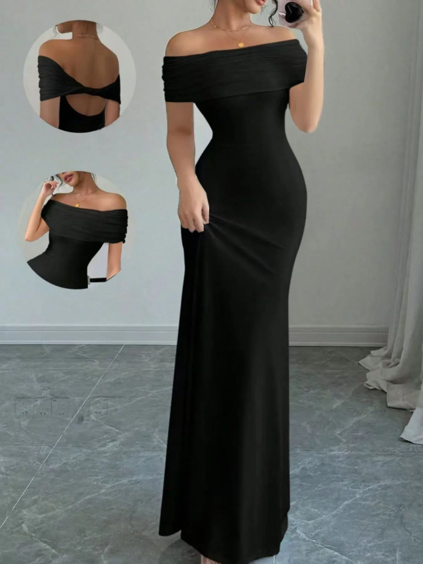 Off-Shoulder Bodycon Maxi Dress sold by Charming Charlie product image thumbnail 3