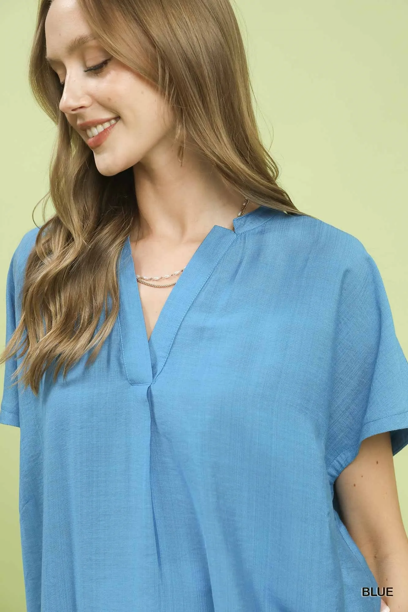 Umgee Flowy V-Neck Short Sleeve Blouse sold by Charming Charlie product image thumbnail 4
