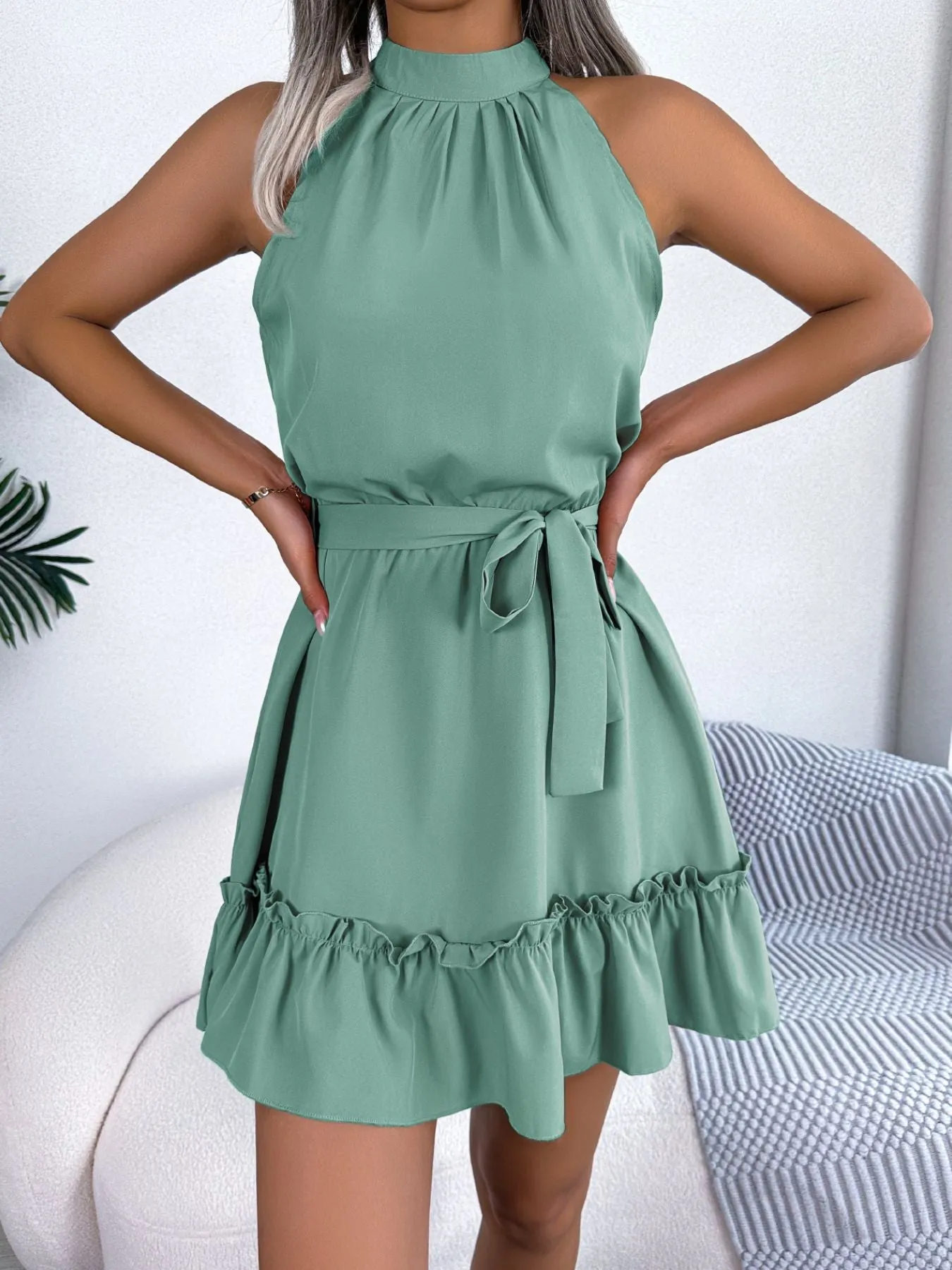 Halter Neck Ruffle Hem A-Line Dress sold by Charming Charlie product image thumbnail 4