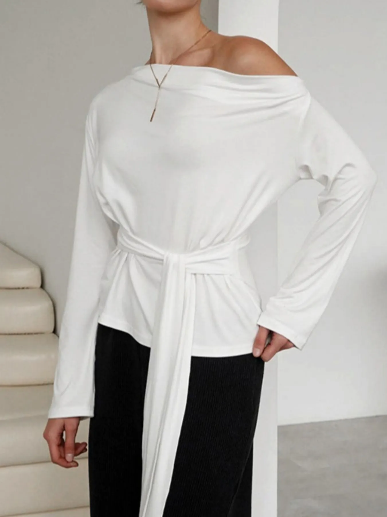 One Shoulder Long Sleeve Top sold by Charming Charlie product image thumbnail 4
