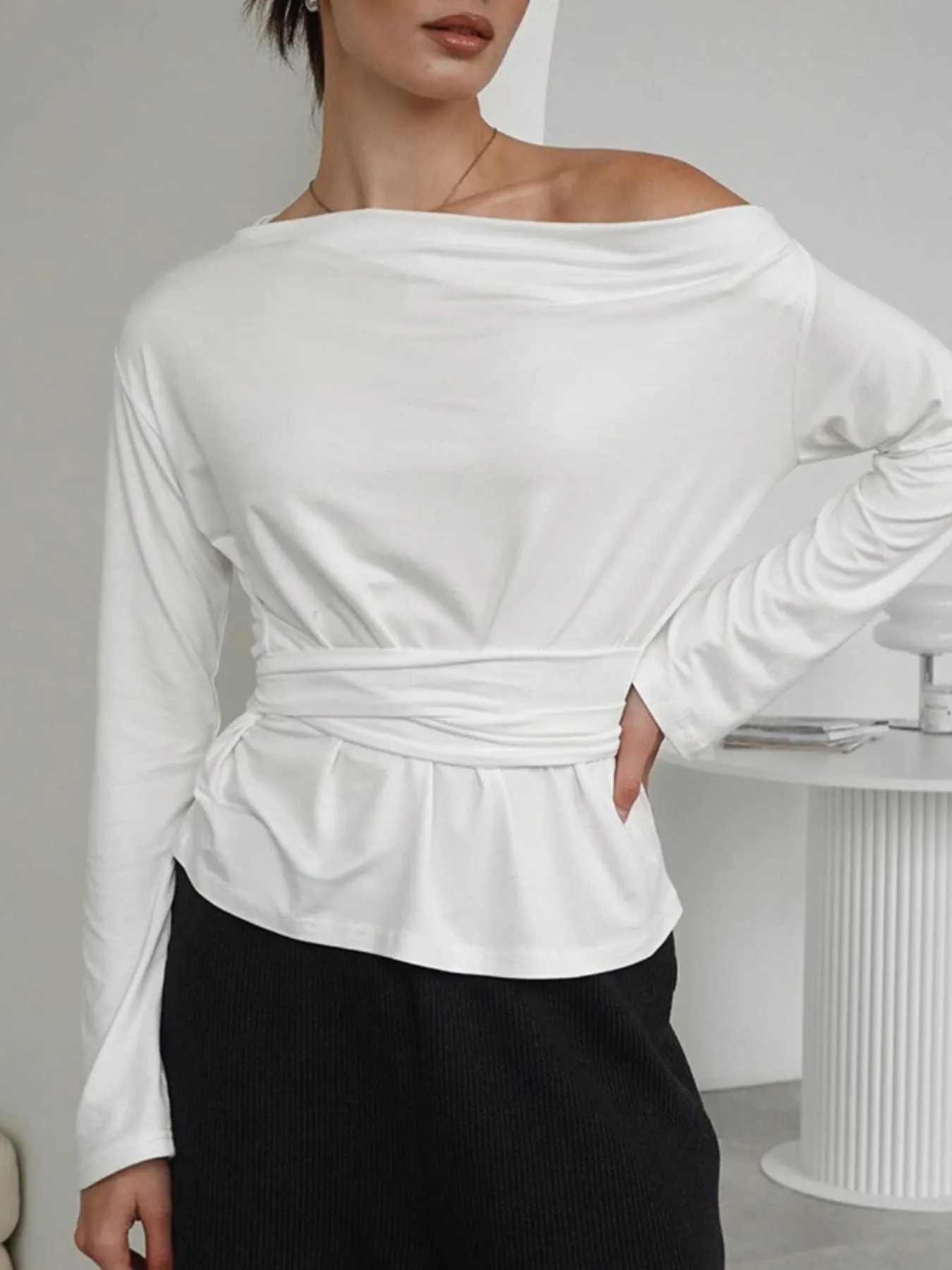 One Shoulder Long Sleeve Top sold by Charming Charlie