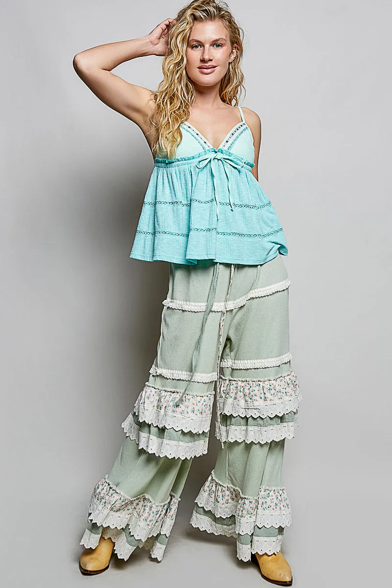 POL V-Neck Embroidered Trim Ruffled Cami sold by Charming Charlie product image thumbnail 5