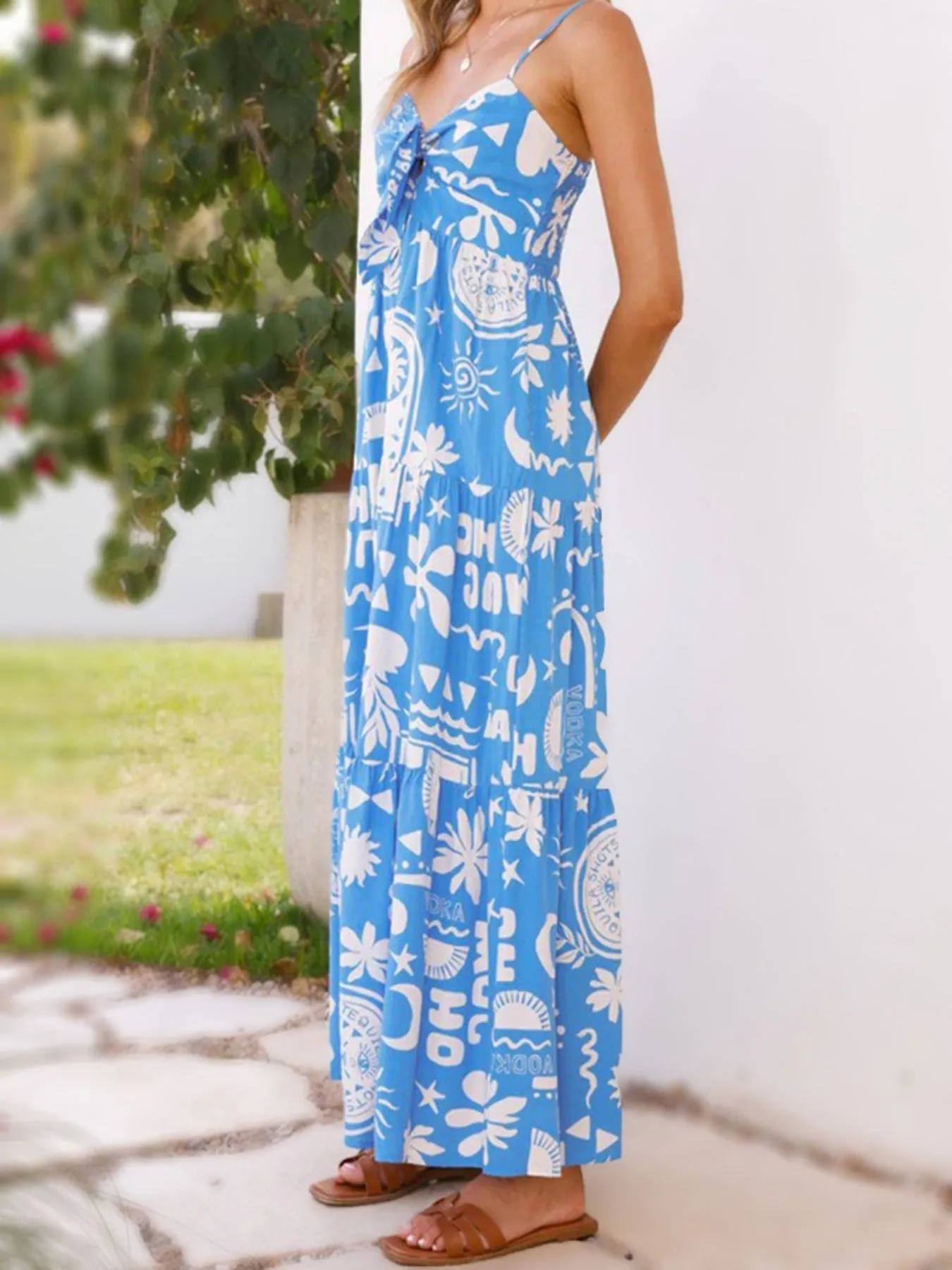 Printed Tie-Front Maxi Dress sold by Charming Charlie product image thumbnail 4