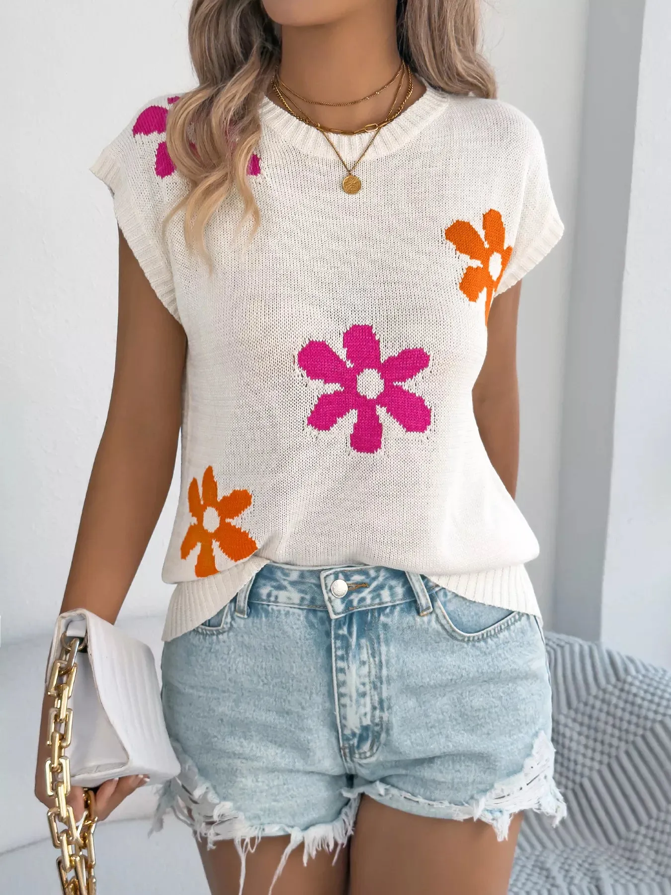 Flower Round Neck Sweater sold by Charming Charlie product image thumbnail 2