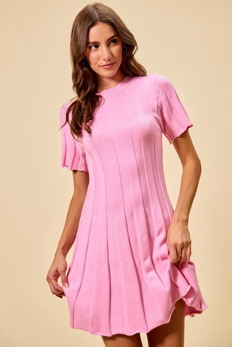 SO ME Wide Rib Short Sleeves Sweater Knit Mini Dress sold by Charming Charlie product image thumbnail 3
