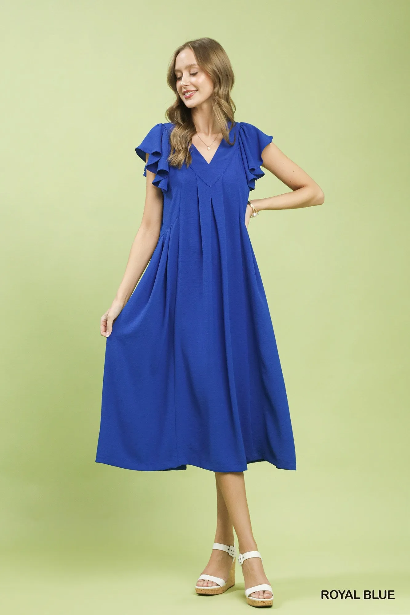 Umgee Ruffle Sleeve V-Neck Midi Dress sold by Charming Charlie product image thumbnail 4