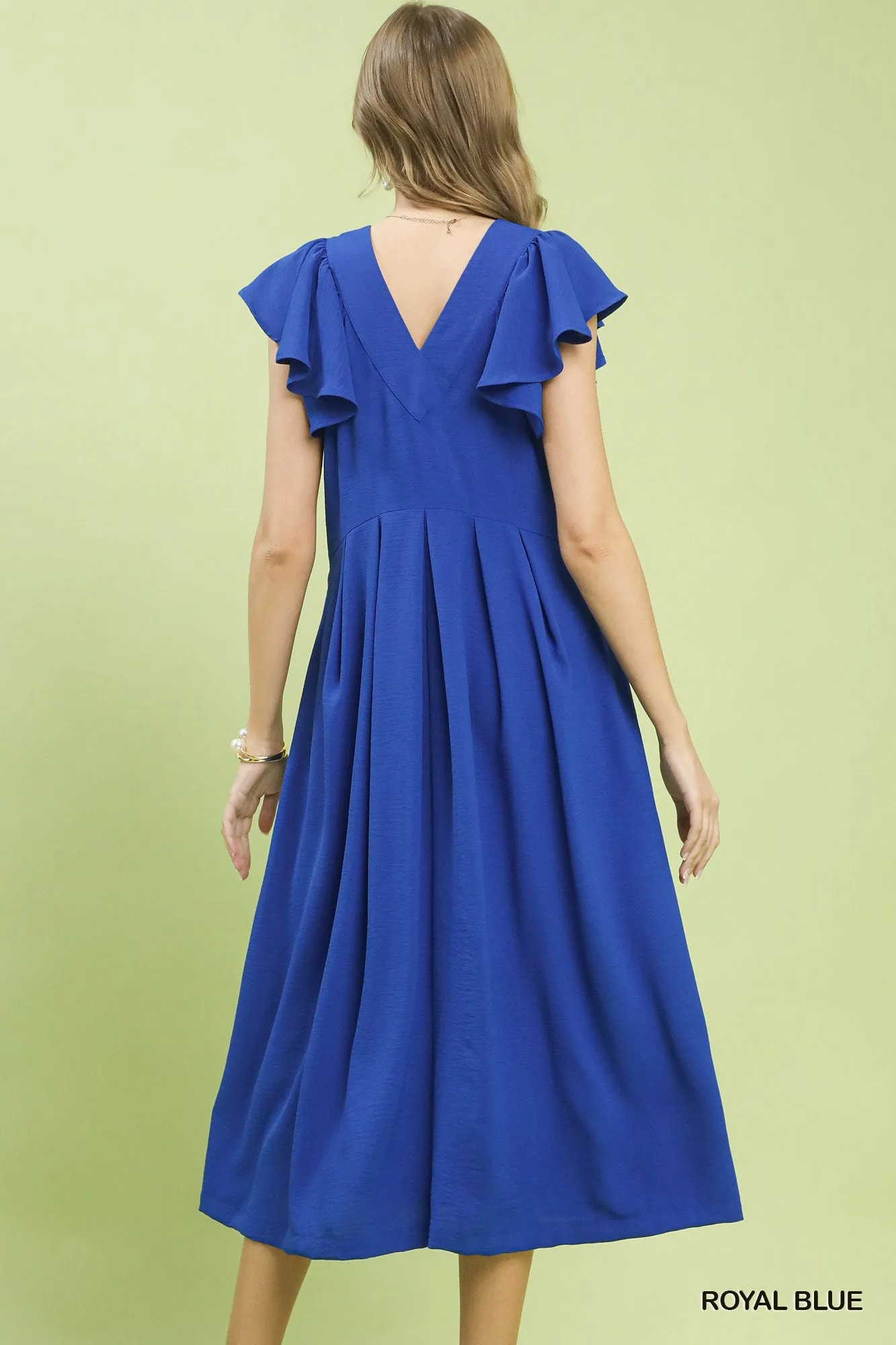 Umgee Ruffle Sleeve V-Neck Midi Dress sold by Charming Charlie product image thumbnail 3