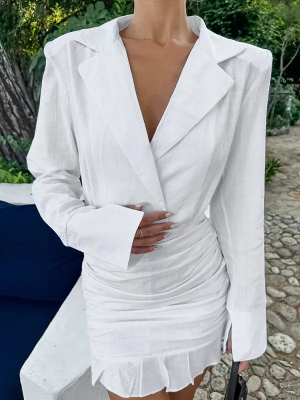 Blazer Style Ruched Mini Dress made by Trendsi