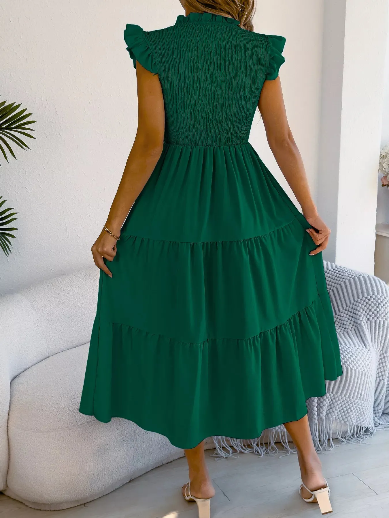 Smocked Ruffled Cap Sleeve Dress sold by Charming Charlie product image thumbnail 5