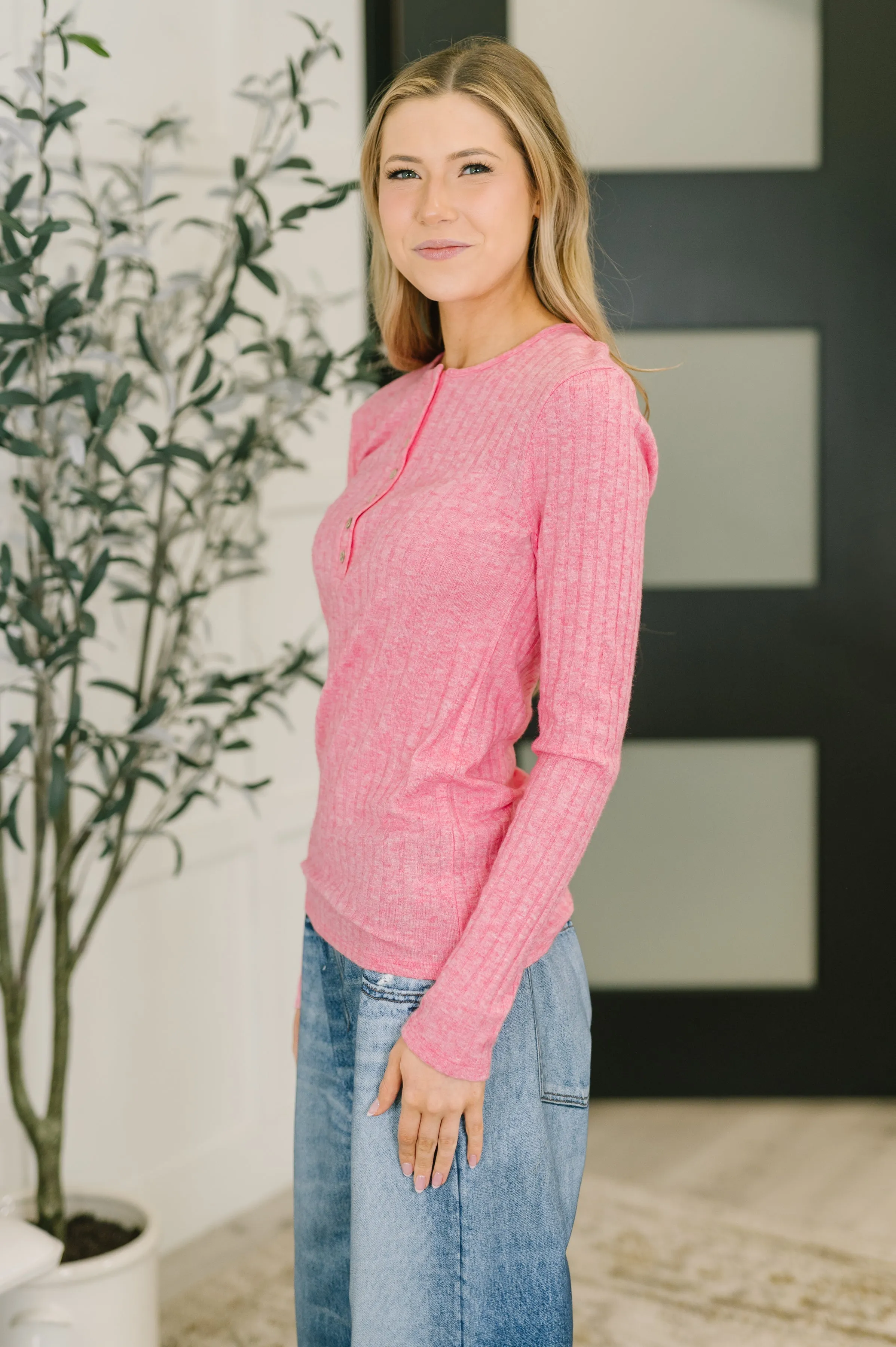 Ribbed Long Sleeve in Fuchsia sold by Charming Charlie product image thumbnail 4
