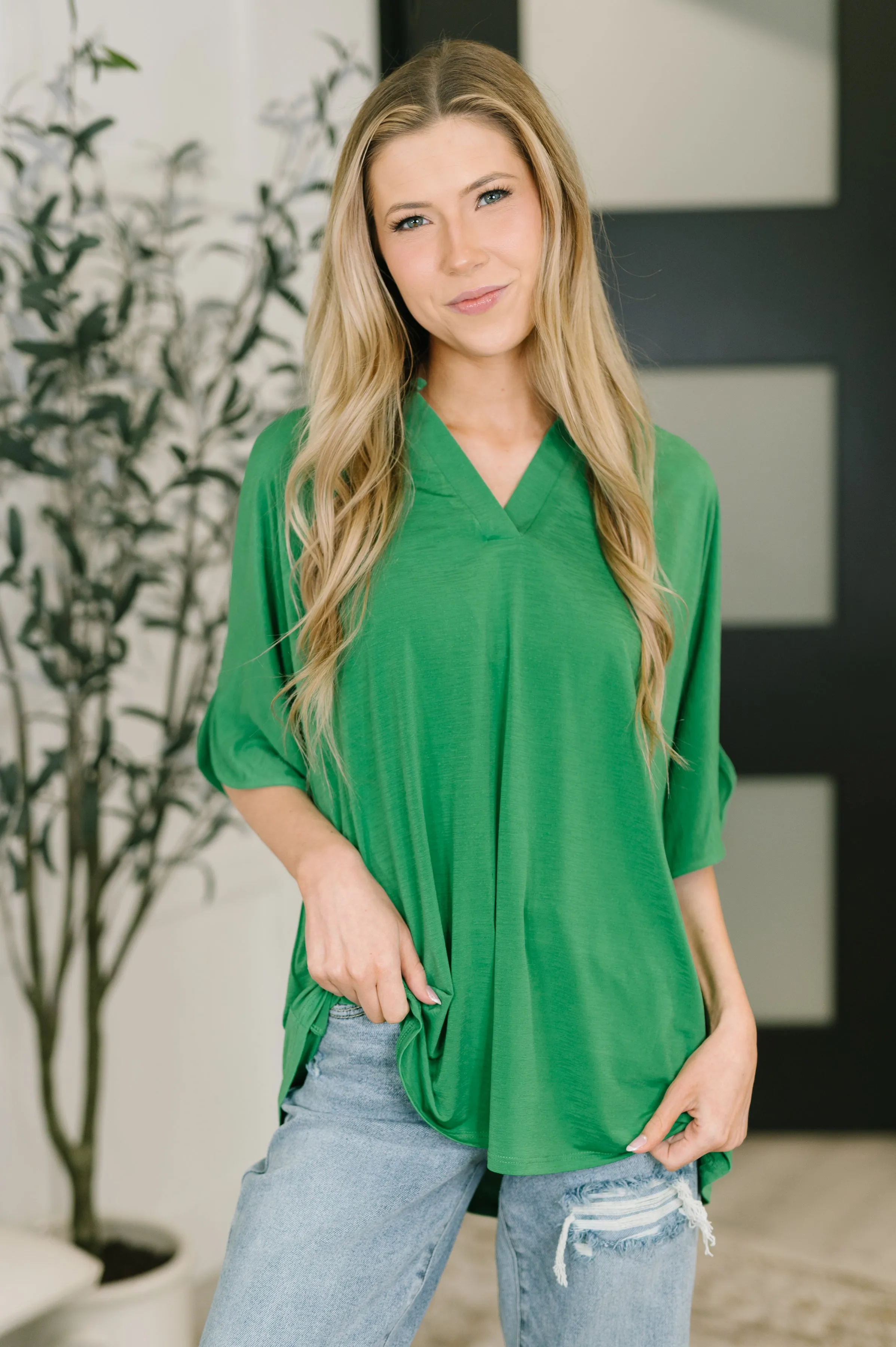 Lizzy Breeze Top in Kelly Green sold by Charming Charlie