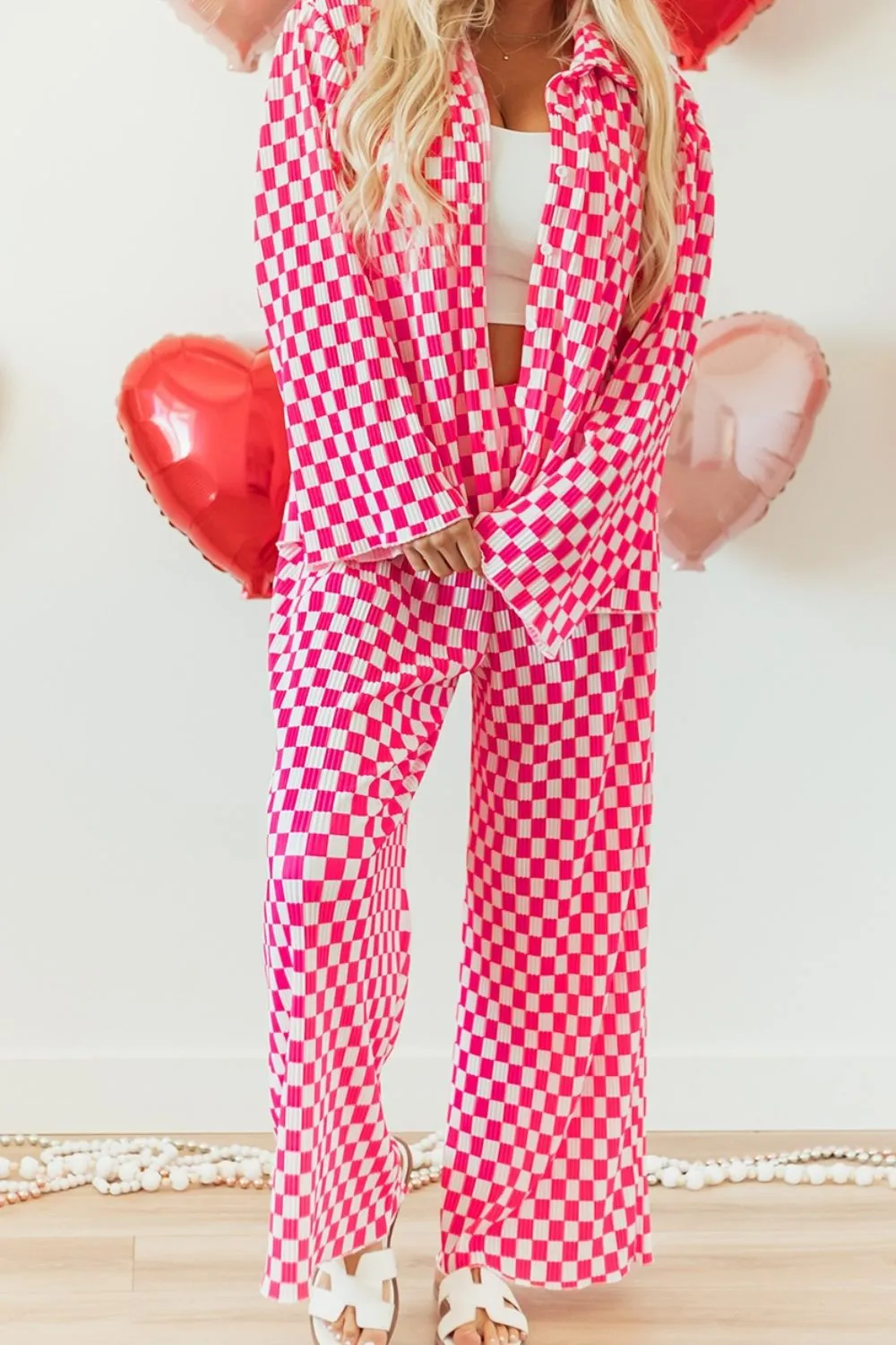 Checkerboard Print Long Sleeve Top and Pants Set sold by Charming Charlie product image thumbnail 4