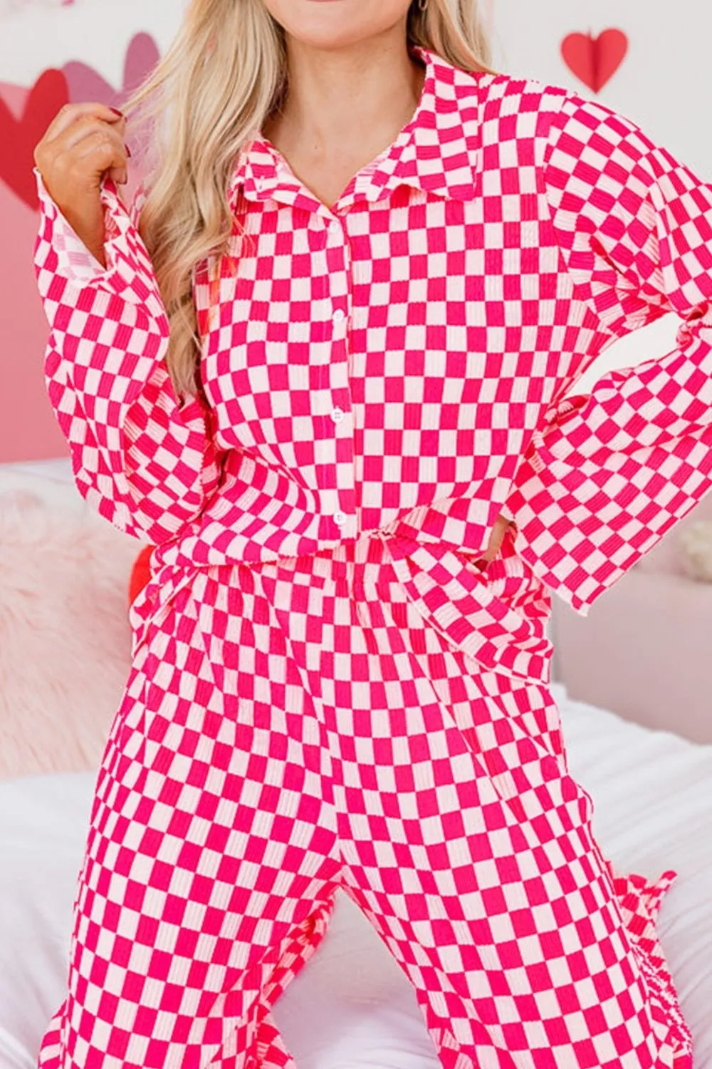 Checkerboard Print Long Sleeve Top and Pants Set sold by Charming Charlie product image thumbnail 5