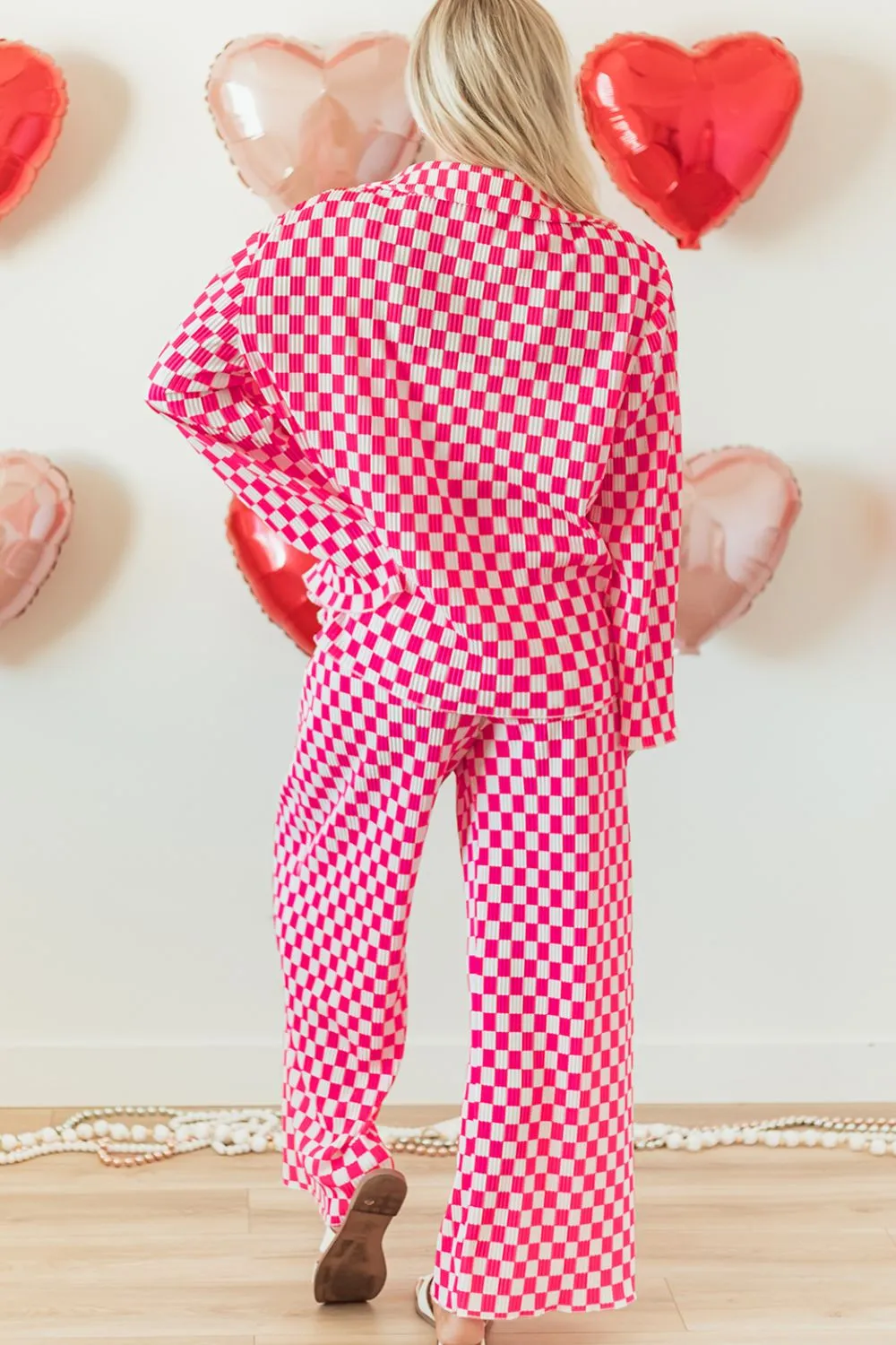 Checkerboard Print Long Sleeve Top and Pants Set sold by Charming Charlie product image thumbnail 2