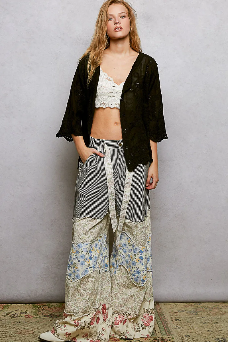 POL Floral Eyelet V-Neck Salloped Shirt sold by Charming Charlie product image thumbnail 5