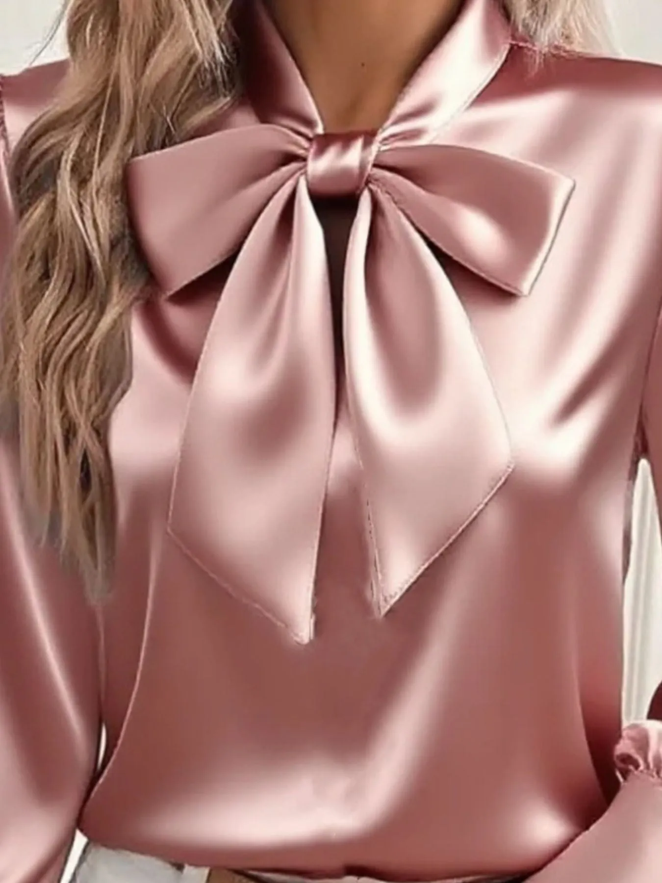 Satin Bow Tie Long Sleeve Top sold by Charming Charlie product image thumbnail 5