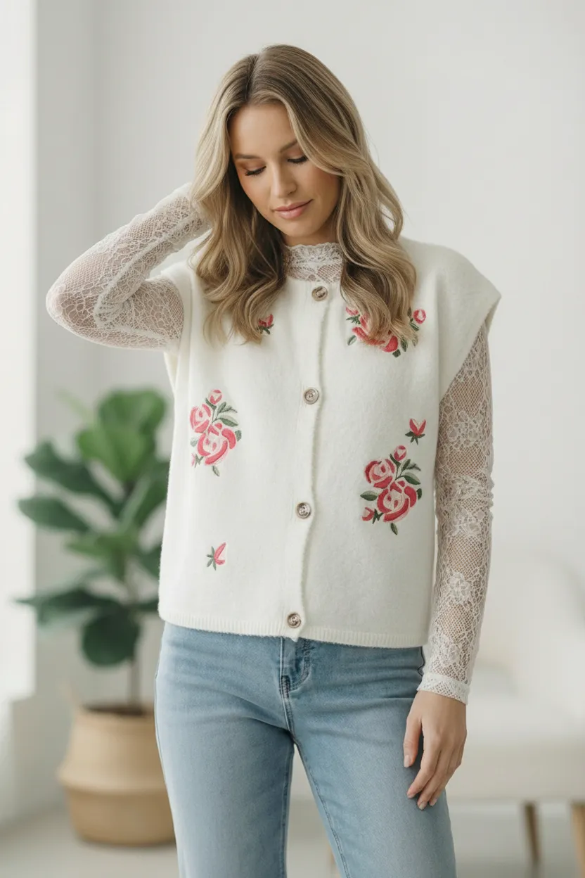 Rose Garden Knit Vest sold by Charming Charlie product image thumbnail 4