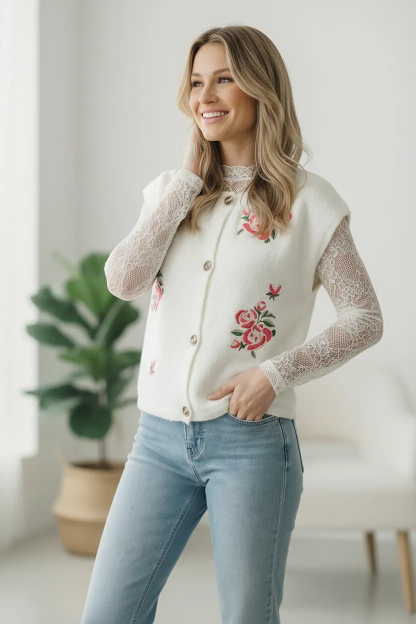 Rose Garden Knit Vest sold by Charming Charlie product image thumbnail 5