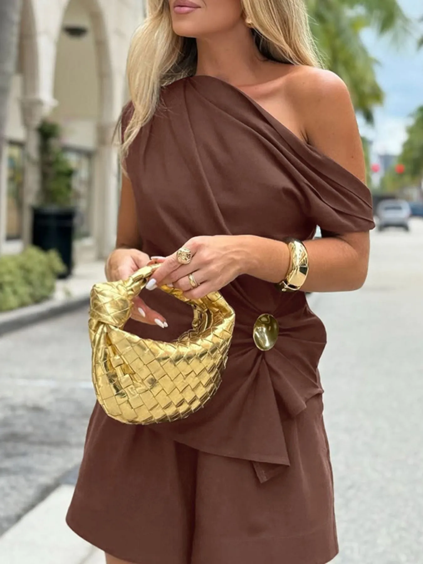 One-Shoulder Top and Shorts Set sold by Charming Charlie product image thumbnail 5