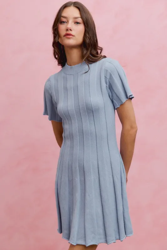 SO ME Wide Rib Short Sleeves Sweater Knit Mini Dress made by Trendsi