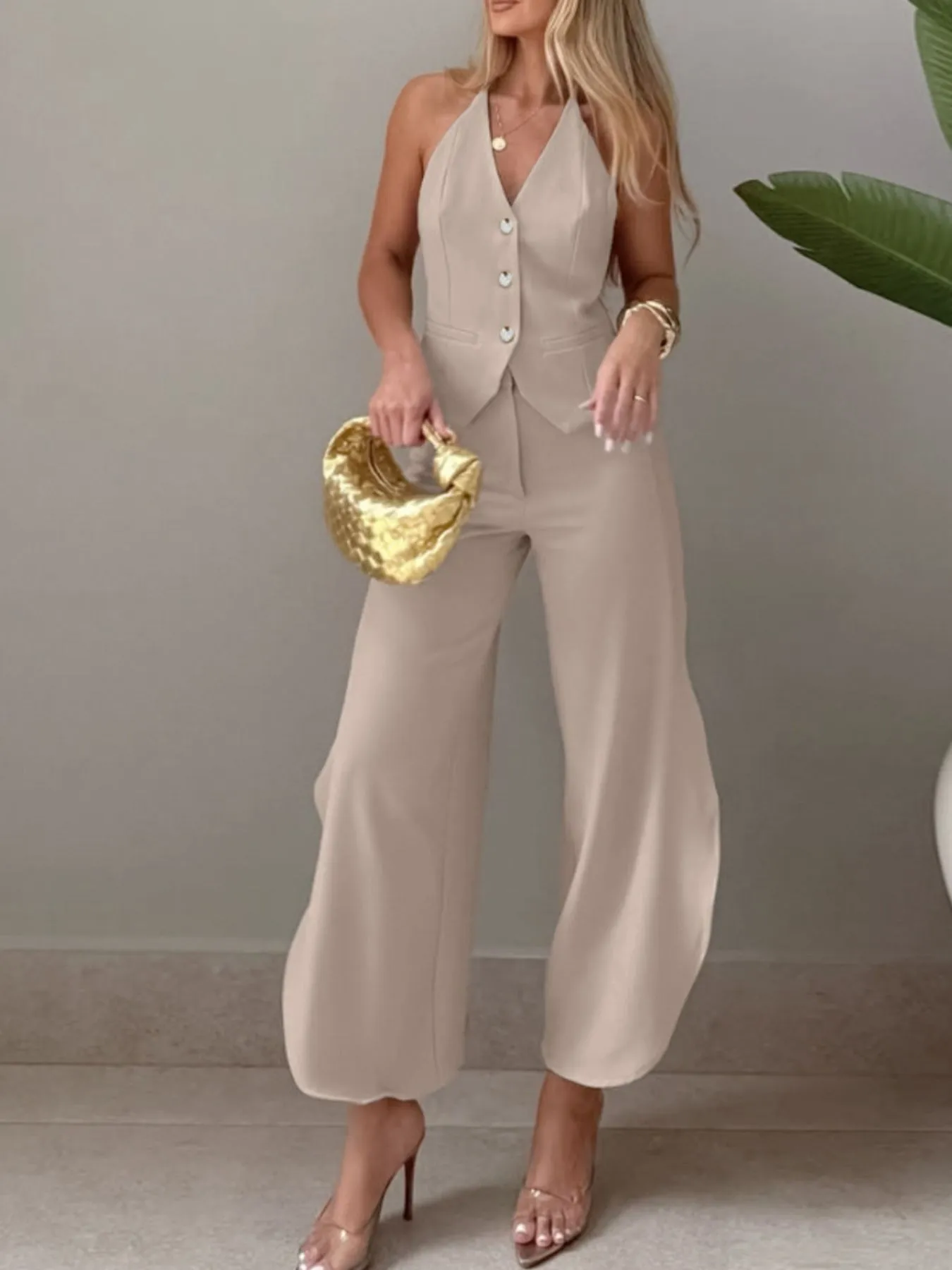 Halter Neck Vest & Wide Leg Pants Set sold by Charming Charlie product image thumbnail 4