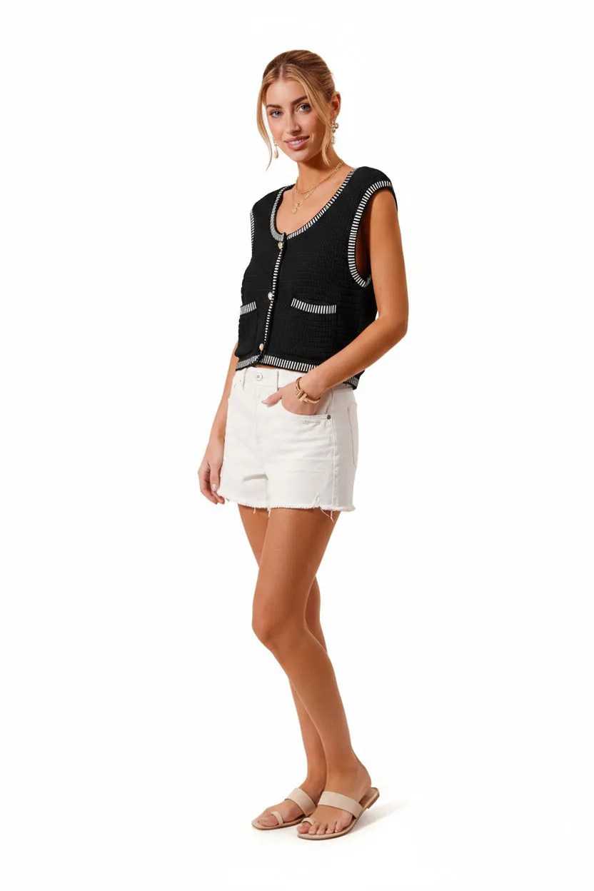 SO ME Textured Sweater Vest Top With Pockets sold by Charming Charlie product image thumbnail 3