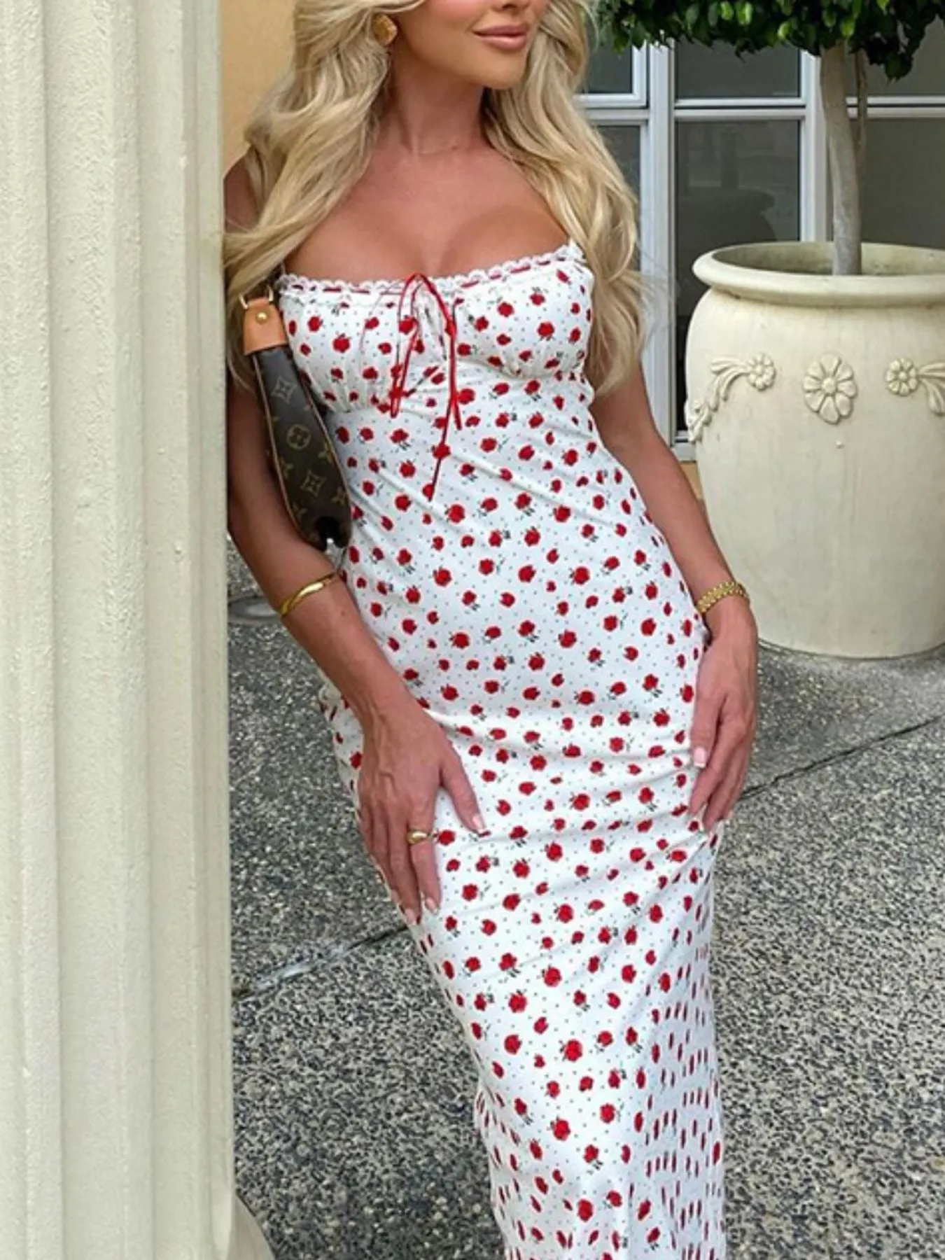 Floral Print Lace Trimmed Cami Dress sold by Charming Charlie product image thumbnail 3