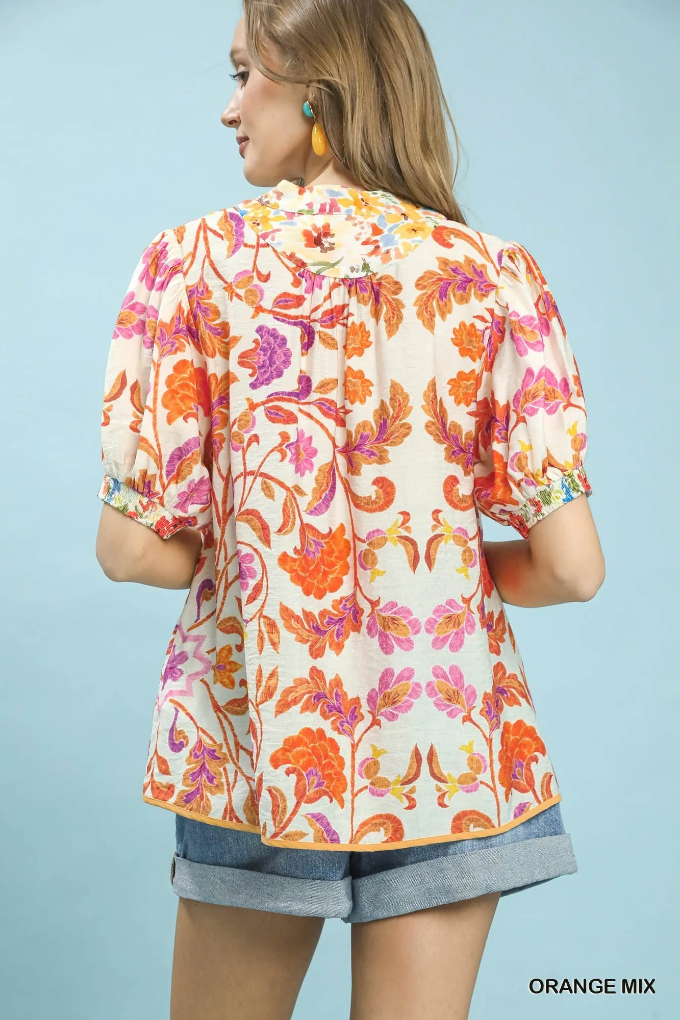 Umgee Mix Floral Split-Neck Short Sleeve Top sold by Charming Charlie product image thumbnail 3