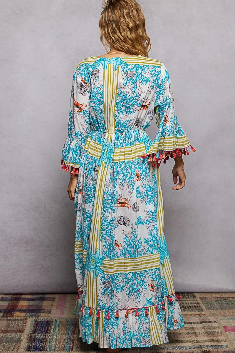 POL Bohemian Print Tassel Trim Maxi Dress sold by Charming Charlie product image thumbnail 5